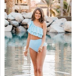 CAITLIN COVINGTON X PINKLILY BLUE STRIPED BIKINI